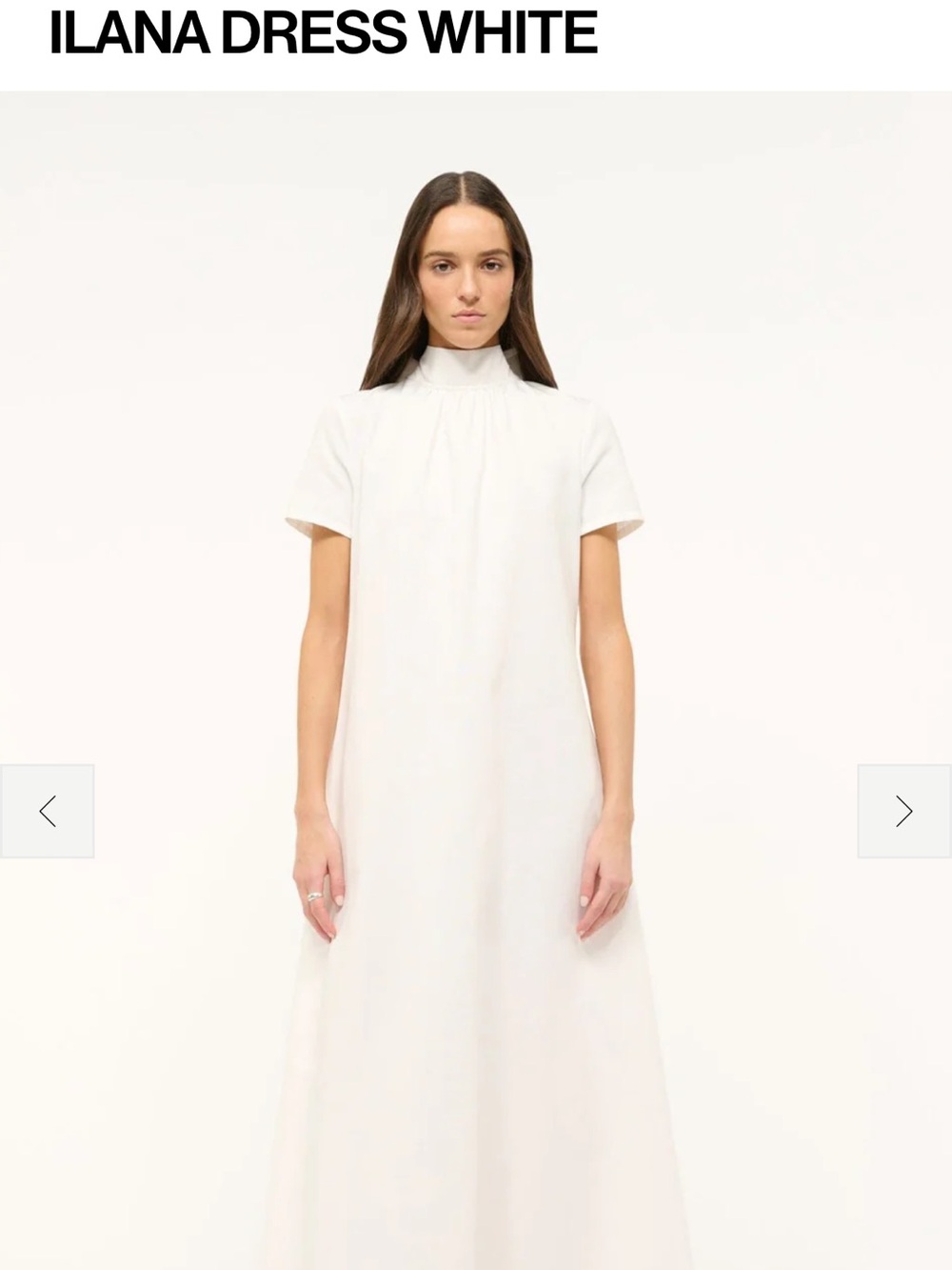 STAUD Ilana High-Neck Short-Sleeve Maxi Dress in White